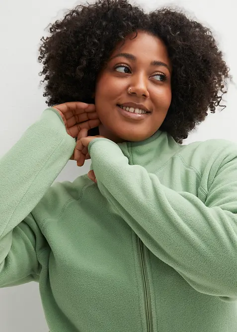 Fleecejakke med glidel&aring;slommer, bonprix