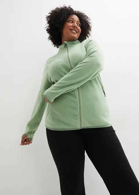 Fleecejakke med glidel&aring;slommer, bonprix