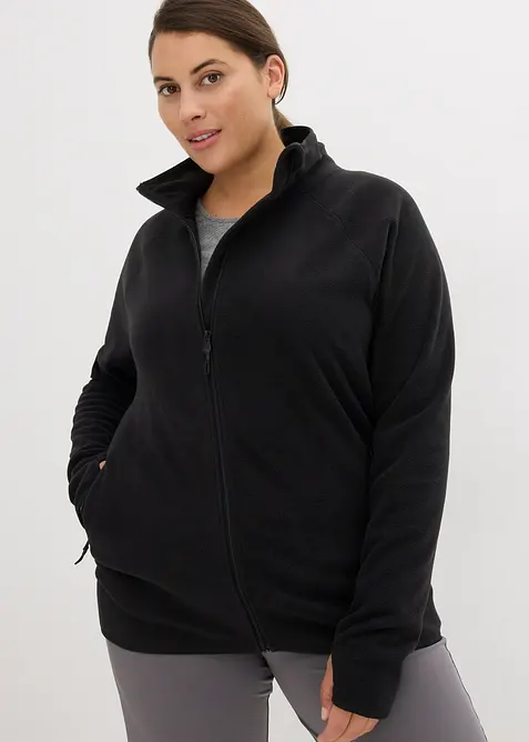Fleecejakke med glidel&aring;slommer, bonprix