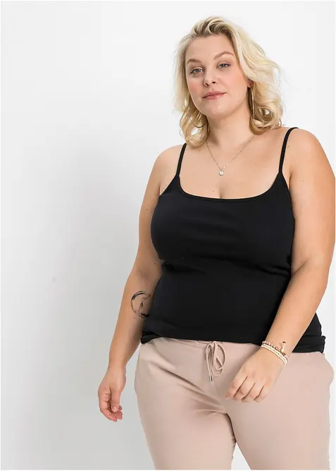 Stroppetopp i 100% bomull (2-pack), bonprix