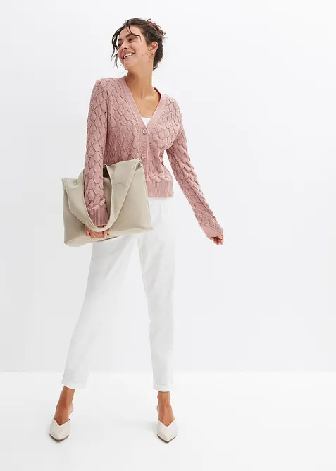 Cardigan med hullm&oslash;nster, bonprix