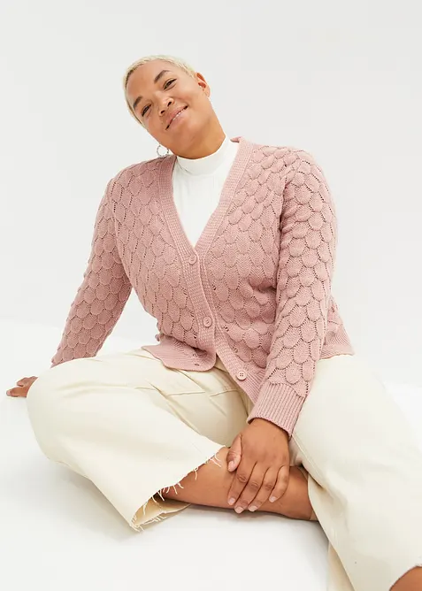 Cardigan med hullm&oslash;nster, bonprix