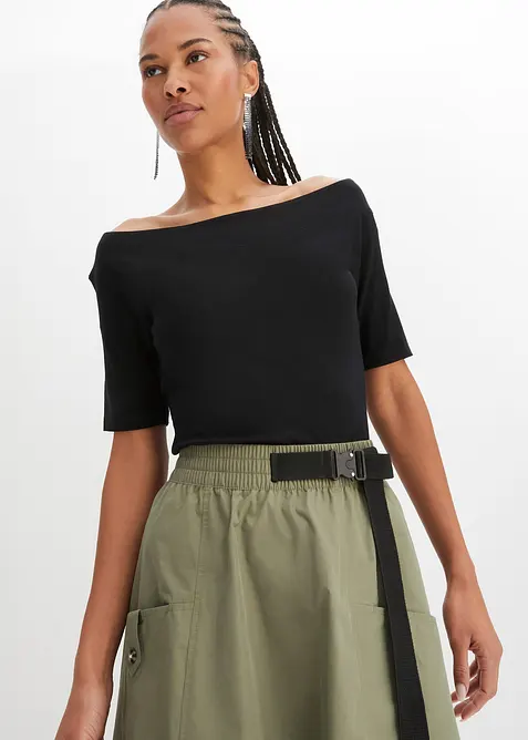 Off shoulder-topp i viskosemiks, bonprix