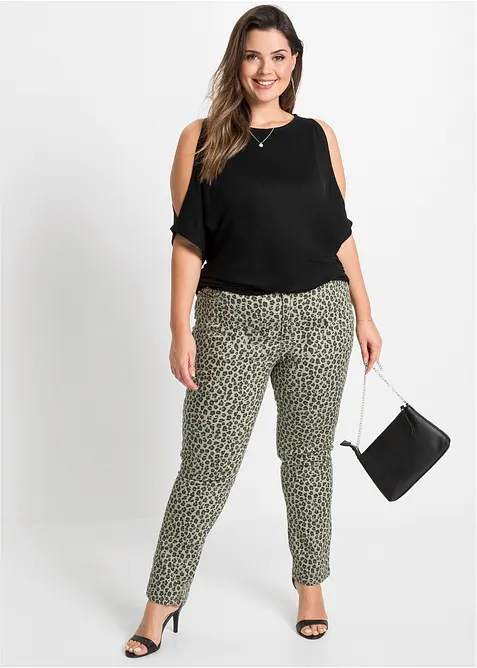 Cold shoulder-topp i viskose, bonprix