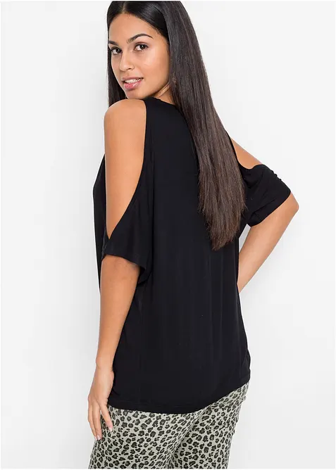Cold shoulder-topp i viskose, bonprix