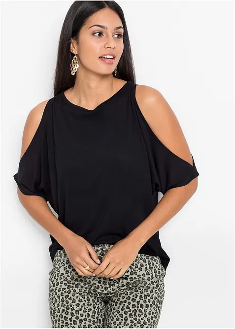 Cold shoulder-topp i viskose, bonprix
