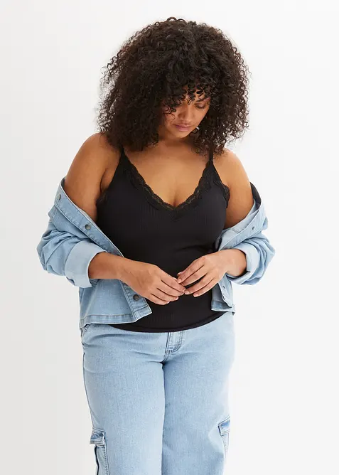 Ribbet topp im myk viskosemiks (2-pack), bonprix