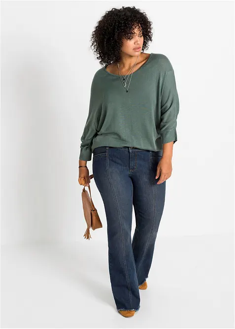 Finstrikket genser med 3/4-lange ermer, bonprix