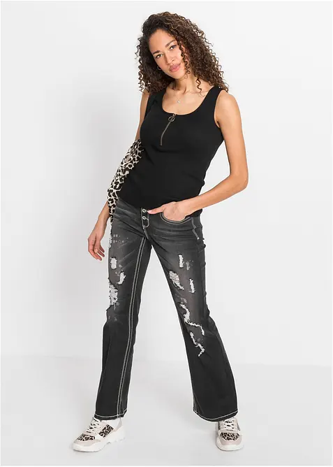 Ribbet topp av 100% bomull, bonprix