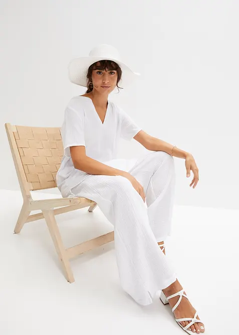 Lang tunika av ren bomullsmusselin, bonprix