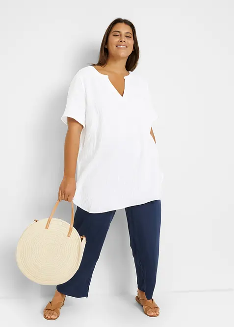 Lang tunika av ren bomullsmusselin, bonprix