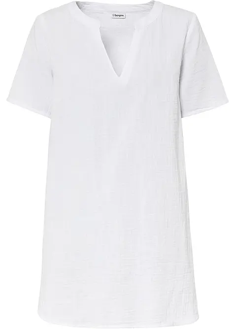 Lang tunika av ren bomullsmusselin, bonprix