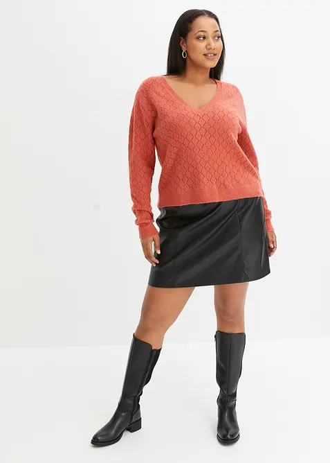 Kort genser med hullm&oslash;nster, bonprix