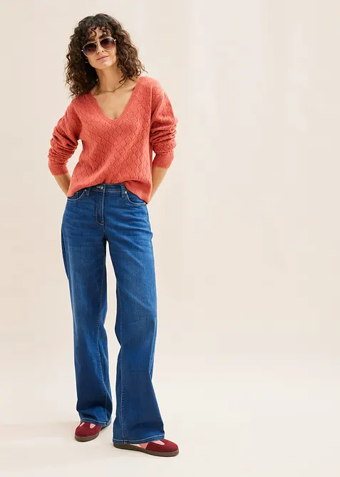 Kort genser med hullm&oslash;nster, bonprix