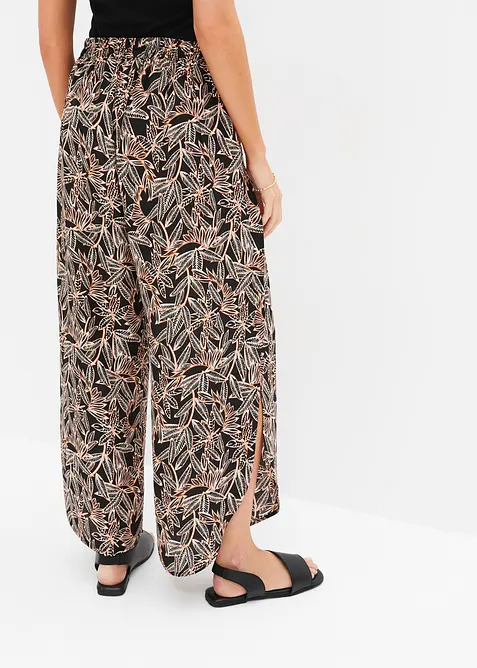 Bukse med vide ben og splitt, bonprix