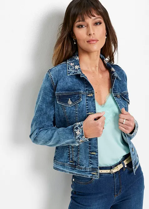 Jeansjakke med broderi, bonprix