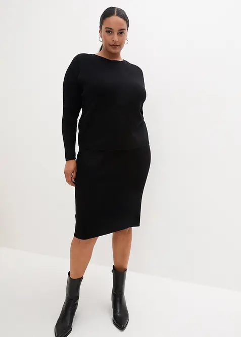 Strikket kjole med vest, 2-delt sett, bonprix