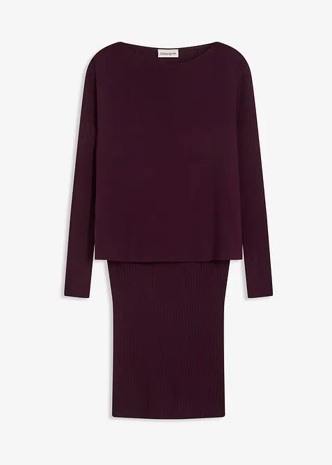 Strikket kjole med vest, 2-delt sett, bonprix