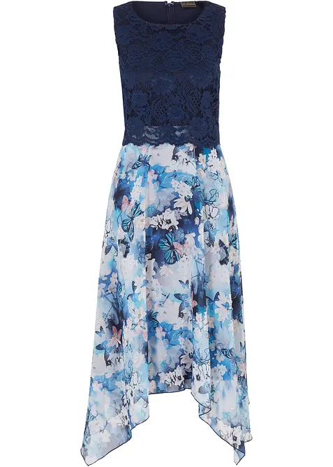 Chiffonkjole med fine blonder, bonprix