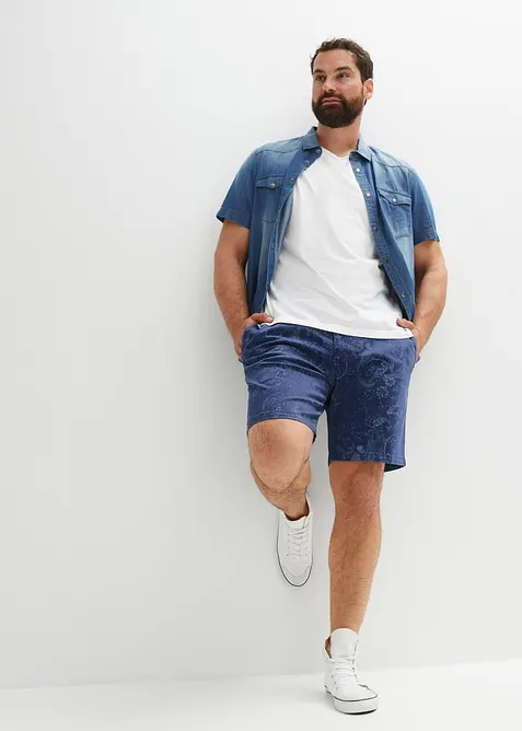 Kortermet skjorte i denim i &oslash;kologisk bomull, Slim Fit, bonprix