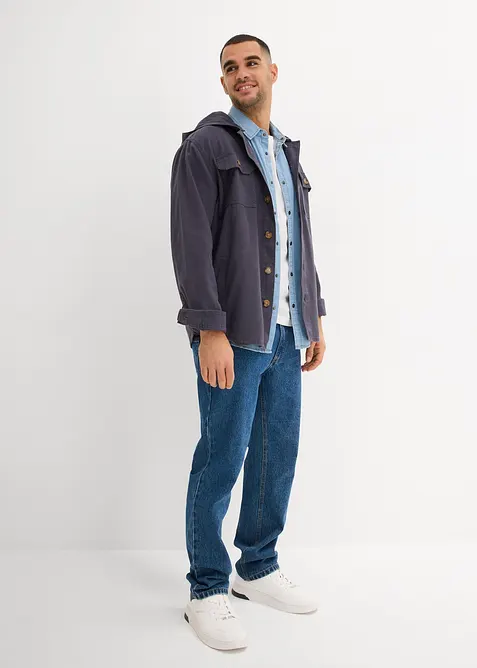 Kortermet skjorte i denim i &oslash;kologisk bomull, Slim Fit, bonprix