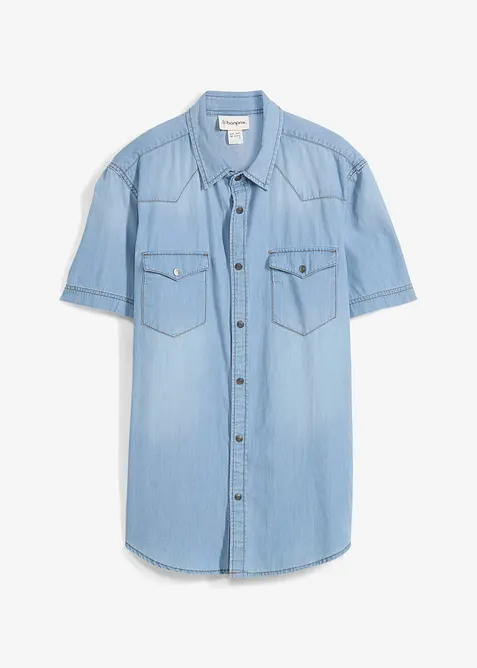 Kortermet skjorte i denim i &oslash;kologisk bomull, Slim Fit, bonprix