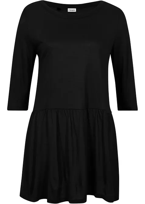 Lang topp i viskose med volang, bonprix