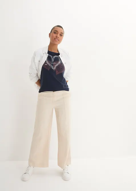 Topp i &oslash;kologisk bomull med hjerteprint, bonprix