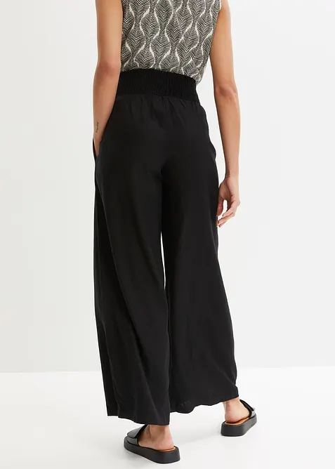 Bukse i lett linmiks med vide ben, bonprix