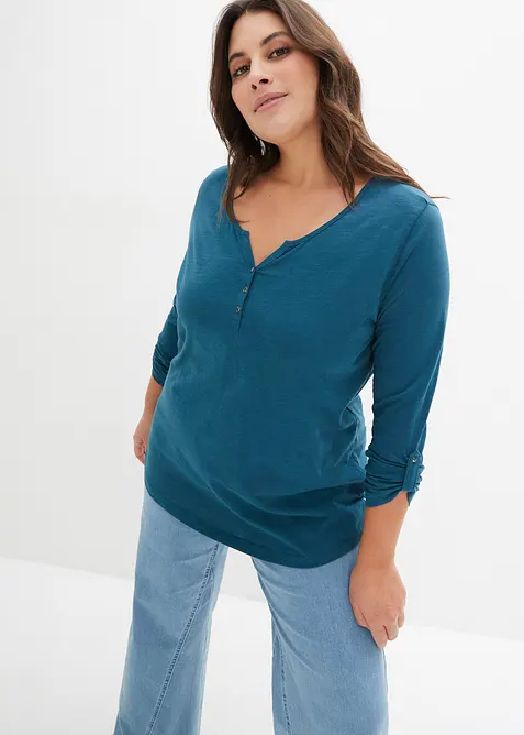 Topp i 100% &oslash;kologisk bomull med knappestolpe, bonprix