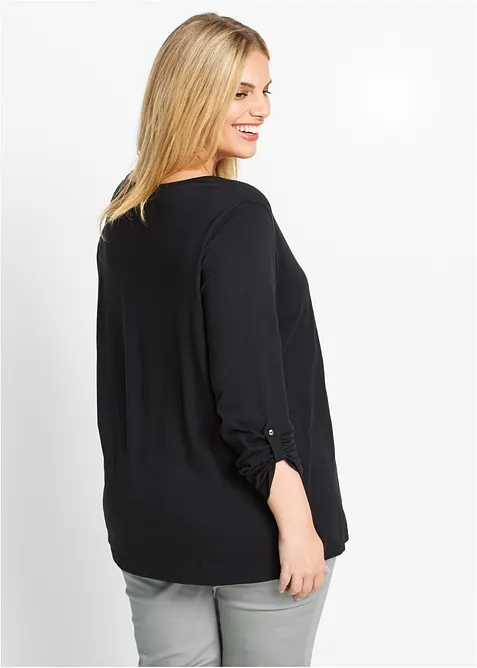 Topp i 100% &oslash;kologisk bomull med knappestolpe, bonprix