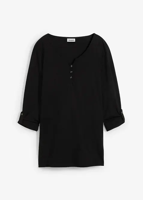 Topp i 100% &oslash;kologisk bomull med knappestolpe, bonprix