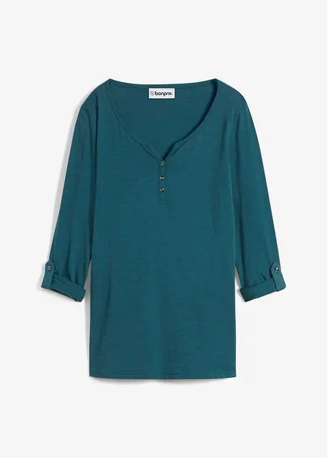 Topp i 100% &oslash;kologisk bomull med knappestolpe, bonprix