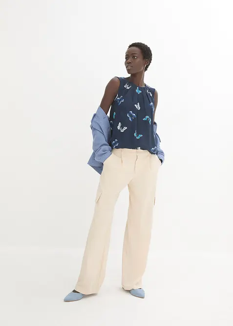 Ermel&oslash;s bluse i lett viskose, bonprix