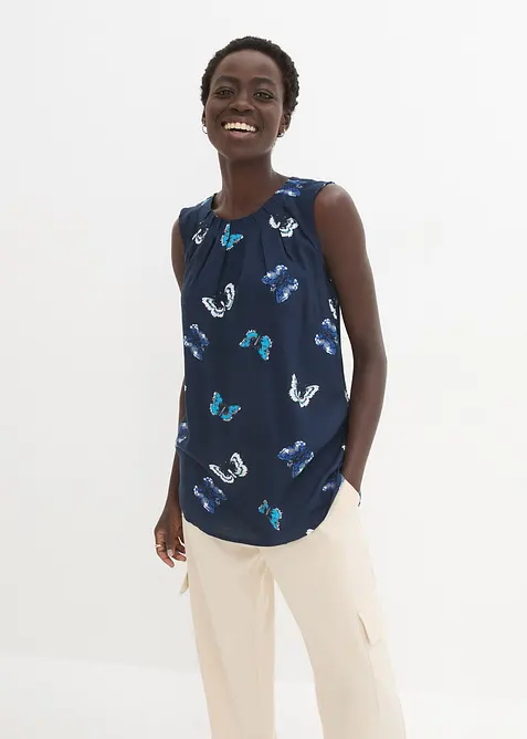 Ermel&oslash;s bluse i lett viskose, bonprix