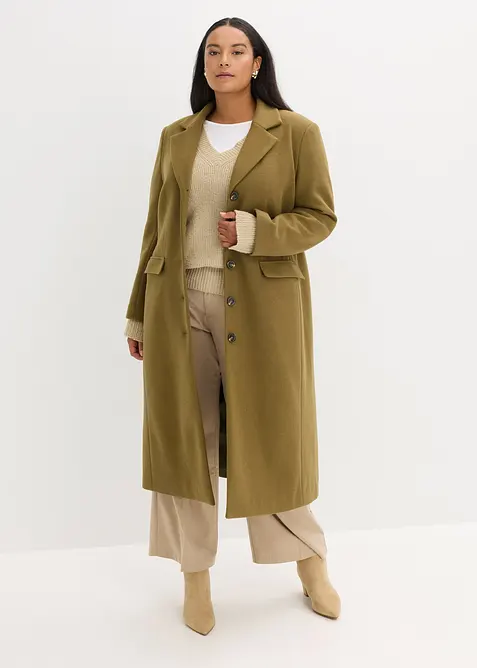 K&aring;pe i ull-look og maxi-lengde, bonprix