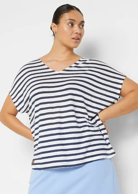 Topp av 100% lin med flaggermusermer, bonprix