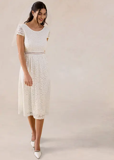 Jerseykjole med heklet innfelling i midjen, bonprix