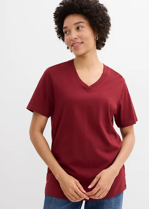 Vid, lang topp med V-hals, kortermet (5-pack), bonprix