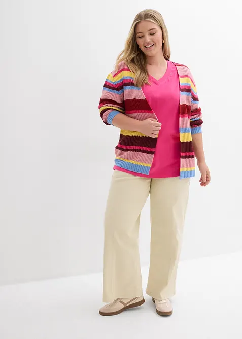 Vid, lang topp med V-hals, kortermet (5-pack), bonprix