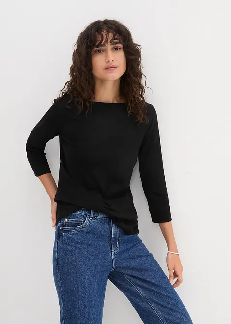 Langermet topp i 100% &oslash;kologisk bomull, bonprix