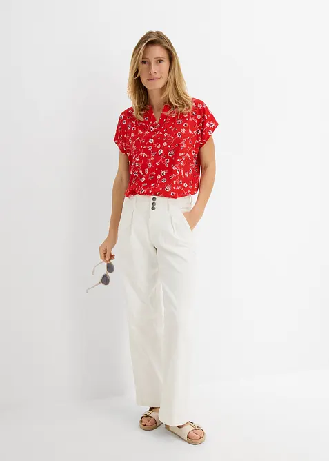 Cropped, Wide Leg-jeans High Waist, komfortlinning, bonprix