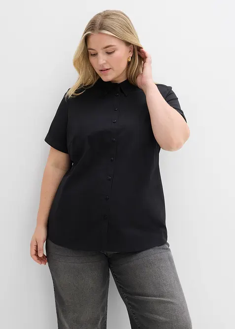 Kortermet bluse med stretch av bomullsmiks, bonprix