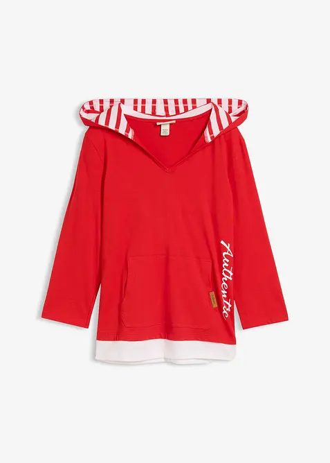 Hettegenser i 100% bomull med 3/4-lange ermer, bonprix