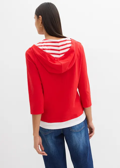 Hettegenser i 100% bomull med 3/4-lange ermer, bonprix