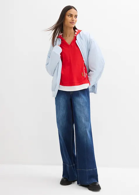 Hettegenser i 100% bomull med 3/4-lange ermer, bonprix