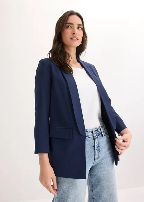 Lang blazer i viskosemiks, bonprix