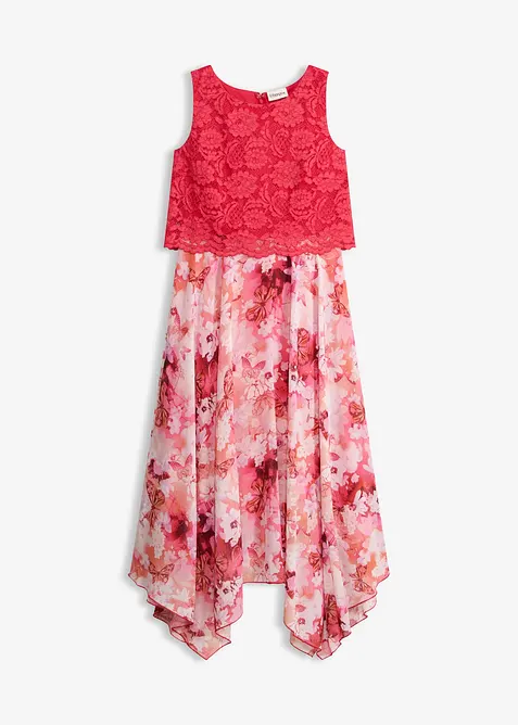 Chiffonkjole med fine blonder, bonprix