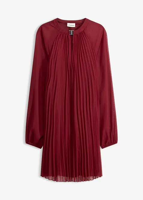 Minikjole i lett chiffon med pliss&eacute;folder, bonprix