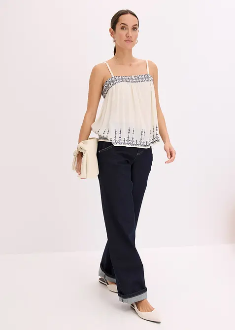 Stroppetopp med broderier, bonprix